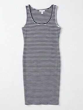Motherhood Maternity Navy & White Striped Midi Tank Dress